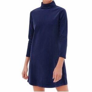 Tuckernuck Small Midnight Blue Corduroy Ellie Dress 100% Cotton Mock Neck